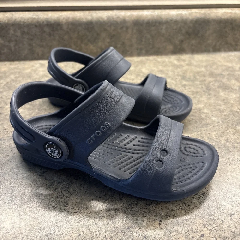 Crocs Toddler Open Toe Strappy Sandals Navy Blue C11 Excellent Condition